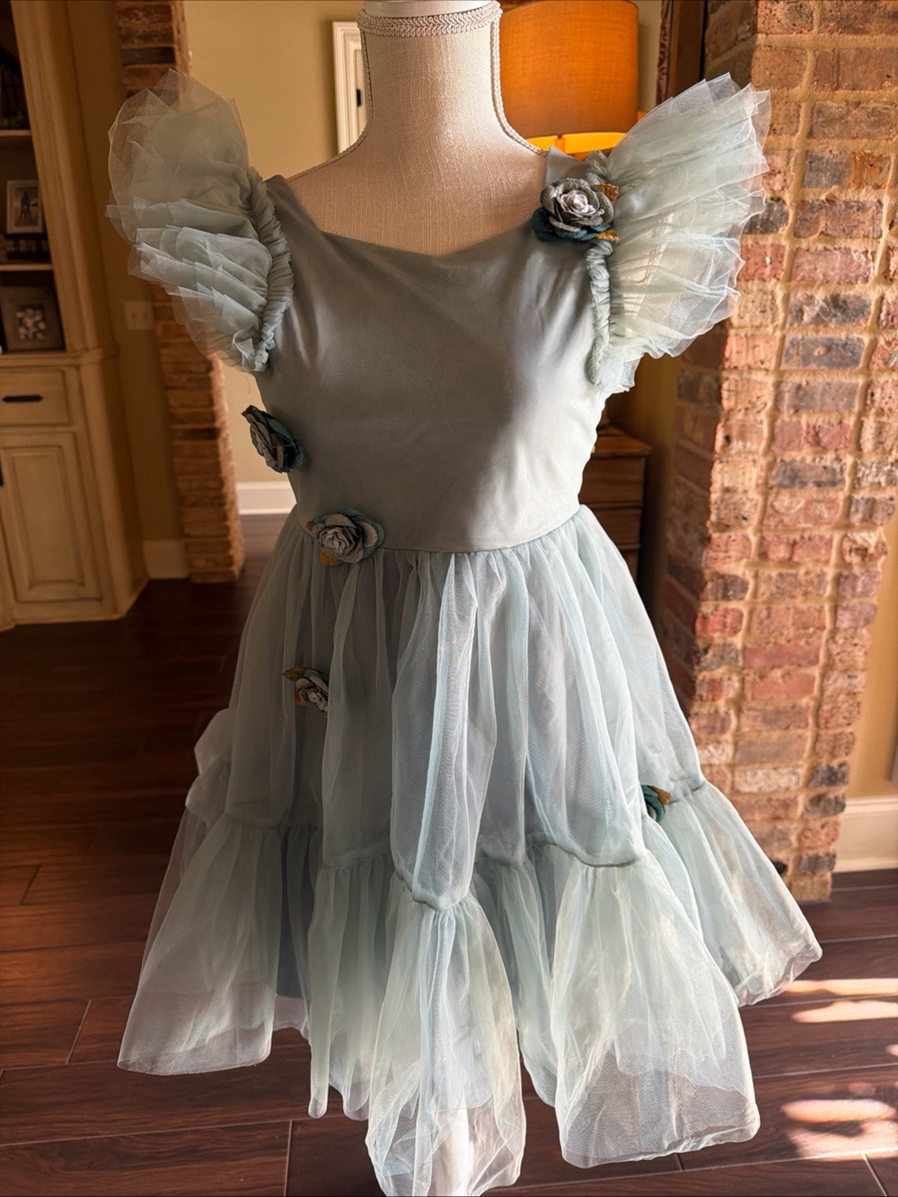 Joyfolie Petticoat Dress Dusty Blue Size 14 3d Floral